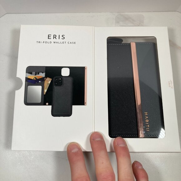 Leather iPhone 11 / X / XS - Tri-Fold Wallet Case - Habitu - New - Picture 3 of 4